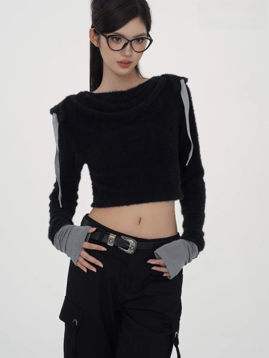 

Оригинальная осенне-зимняя толстовка OthJul с длинным рукавом, меховой вставкой, женская, модная, из полиэфирного волокна, для повседневной носки, стильный топ