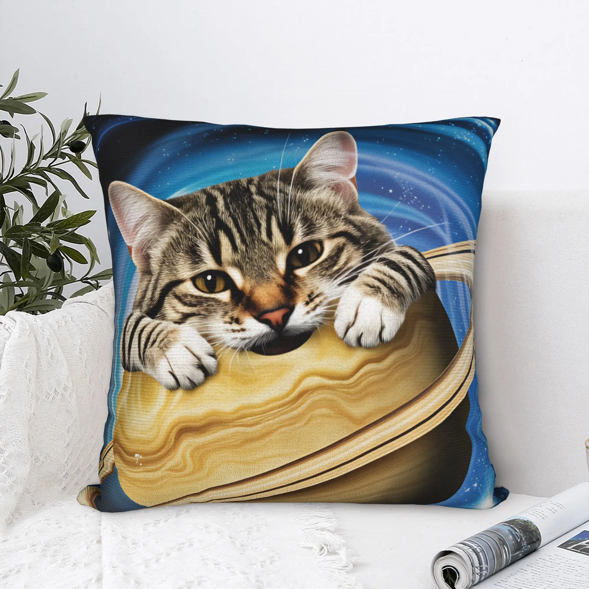 Funny Space Planet Kitten Pillow Case  Soft Pillow Cover Cute Funny Cushion Cover For Wedding Party Home Decor