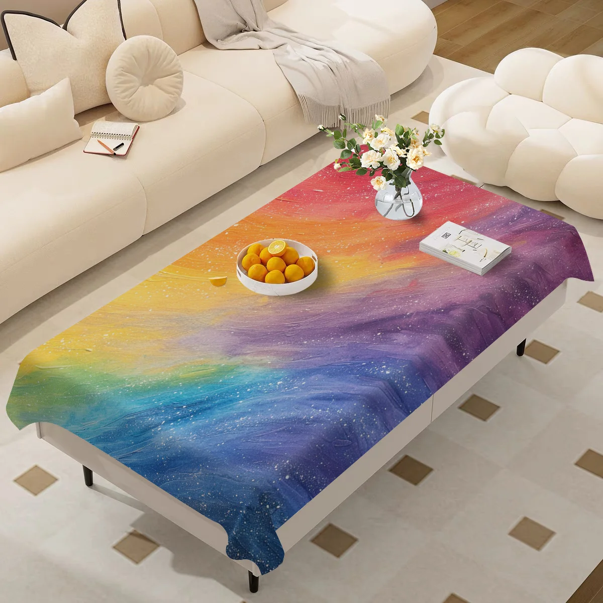 June Festival party tablecloth, star-shaped rainbow high-end decorative tablecloth for arranging the table