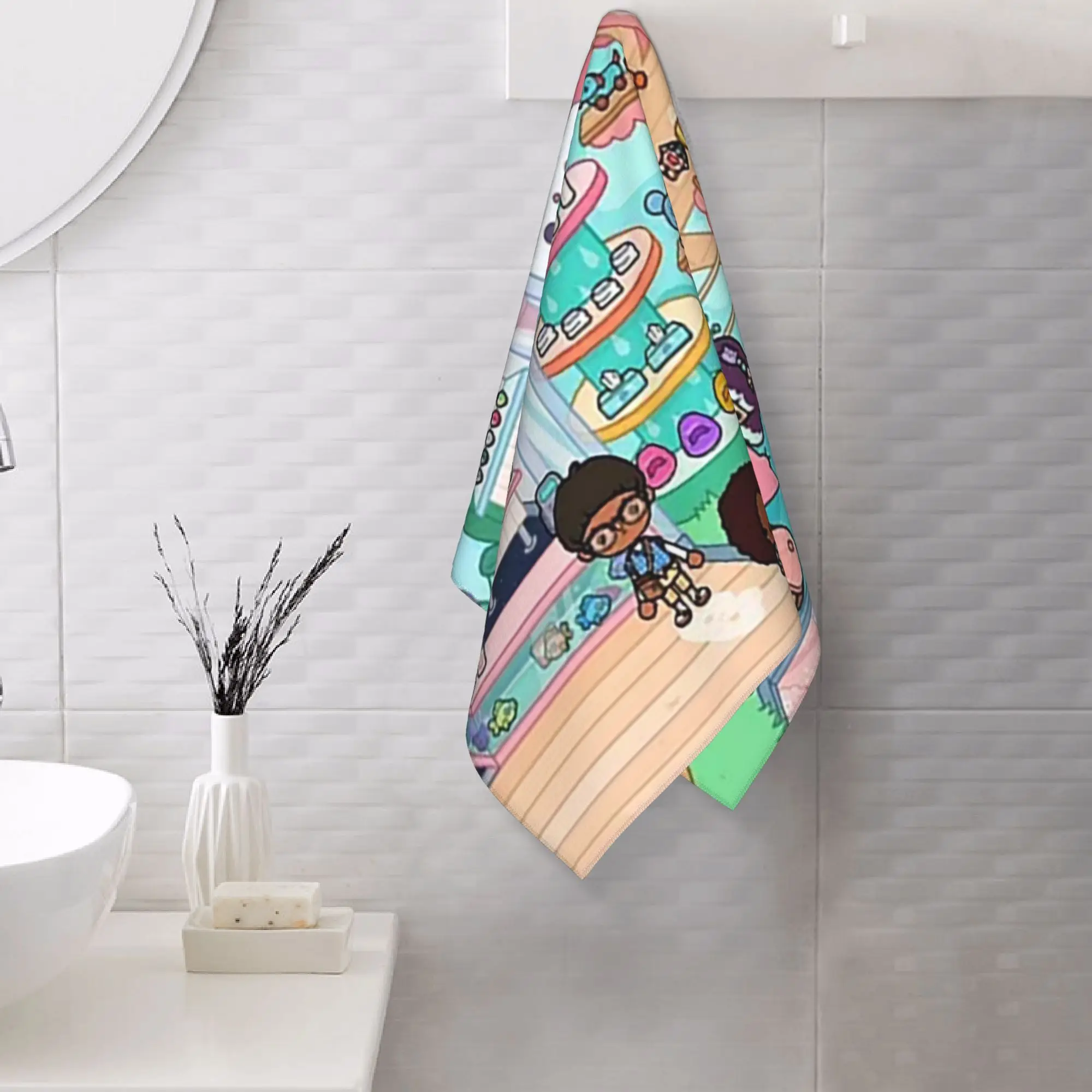 Custom Toca Life Box Toca Boca Cute Game Soft Face Towel Quick Dry Pool Bath Cotton Towels Absorbent Quick