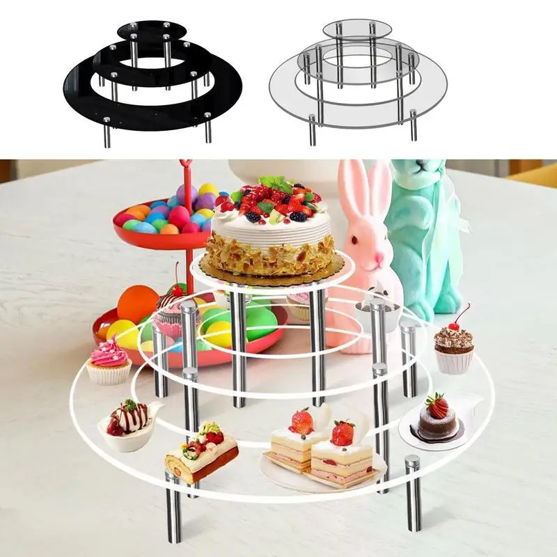 3 Tier Cupcake Stand Acrylic Round Dessert Stand Clear Cupcake Risers Food Display Rack Cake Holder For Home Kitchen Tools