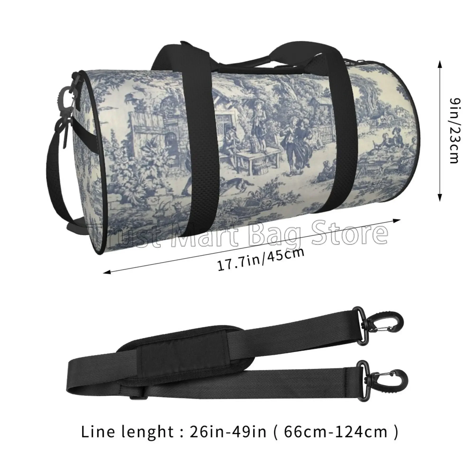 Bolsa De lona De viaje francesa Toile De Jouy, bolso cruzado De gran capacidad, bolso De fin De semana, equipaje De mano práctico, bolsas De lona Unisex