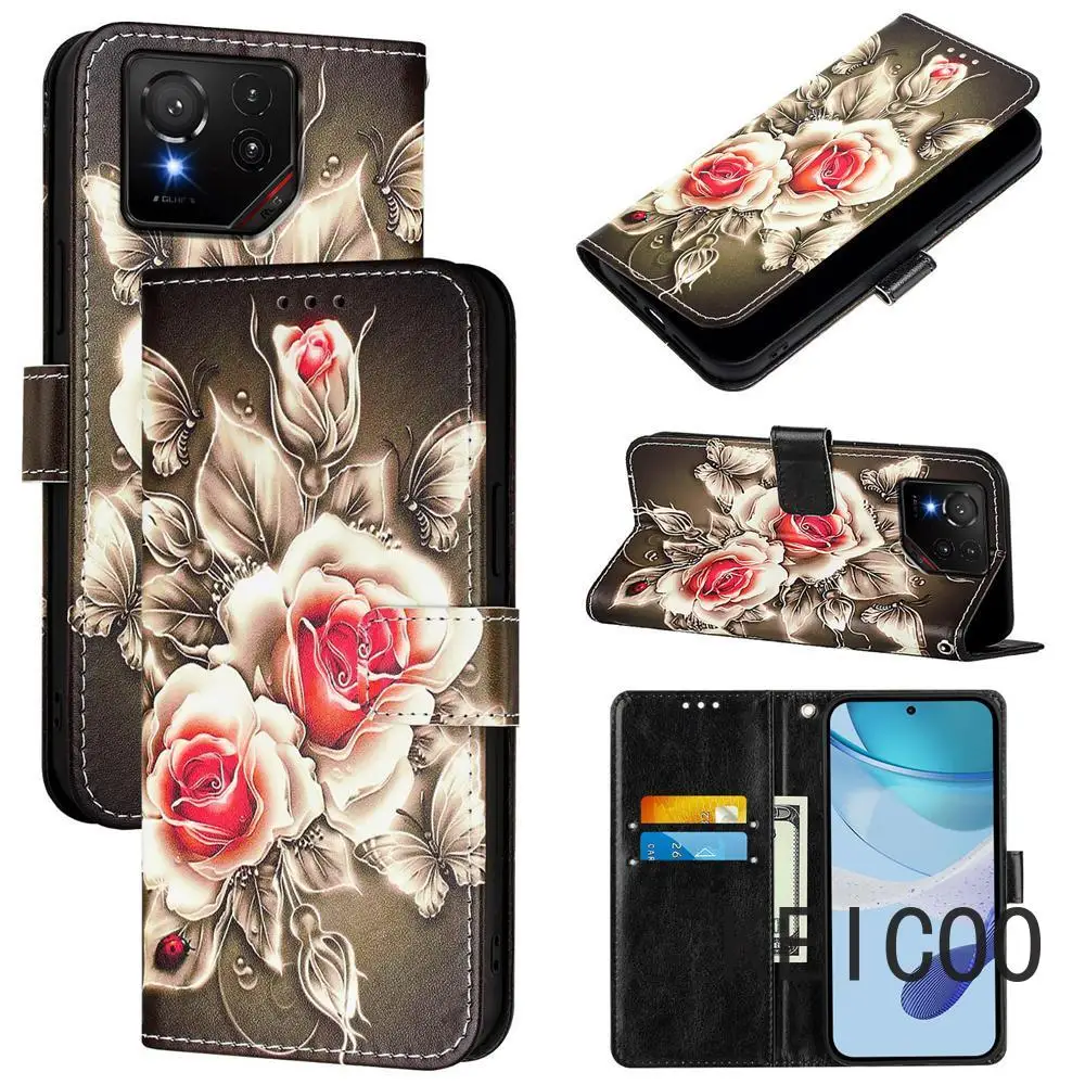لوحات ريترو مضادة لبصمات الأصابع لهاتف Asus ROG Phone 8 9 Zenfone 11 Ultra Pro غطاء قلاب فتحة للبطاقات حامل غطاء هاتف