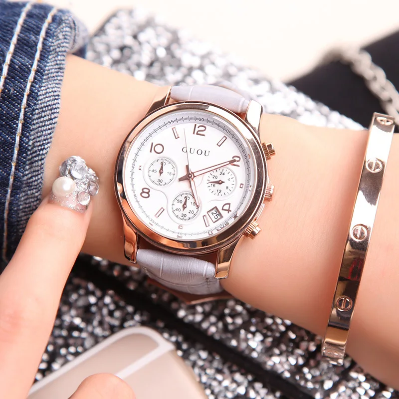 

Женские многофункциональные светящиеся кварцевые часы с большим циферблатом, качественные женские наручные часы, модные кварцевые часы