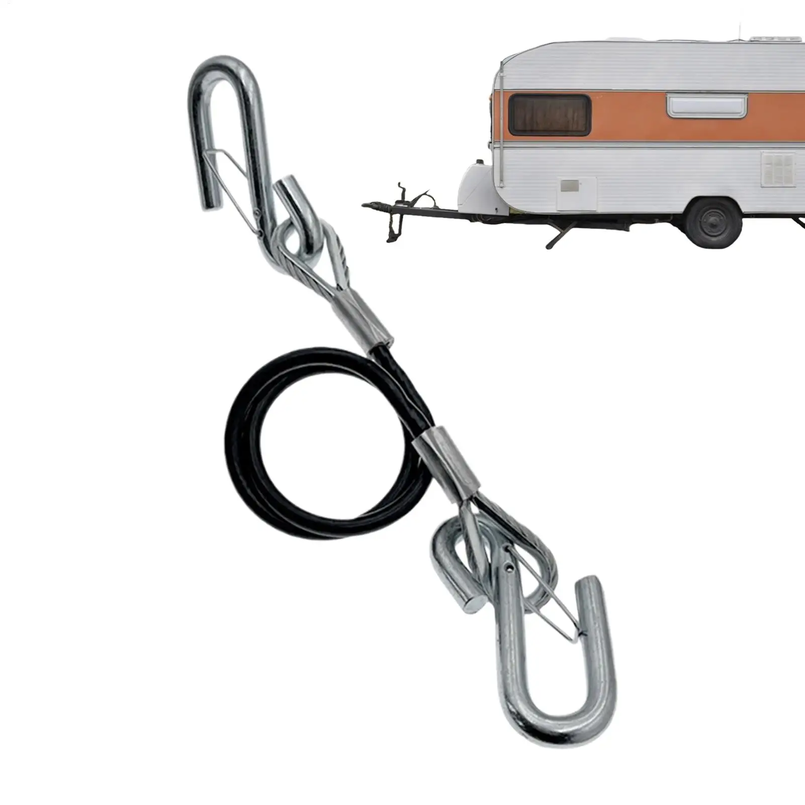 Trailer Hitch Tow Rope 27.55 Inch with Galvanized S Spring Hook Steel Wire Reinforced Core Adjustable Anti-slip Harness Tow Rope