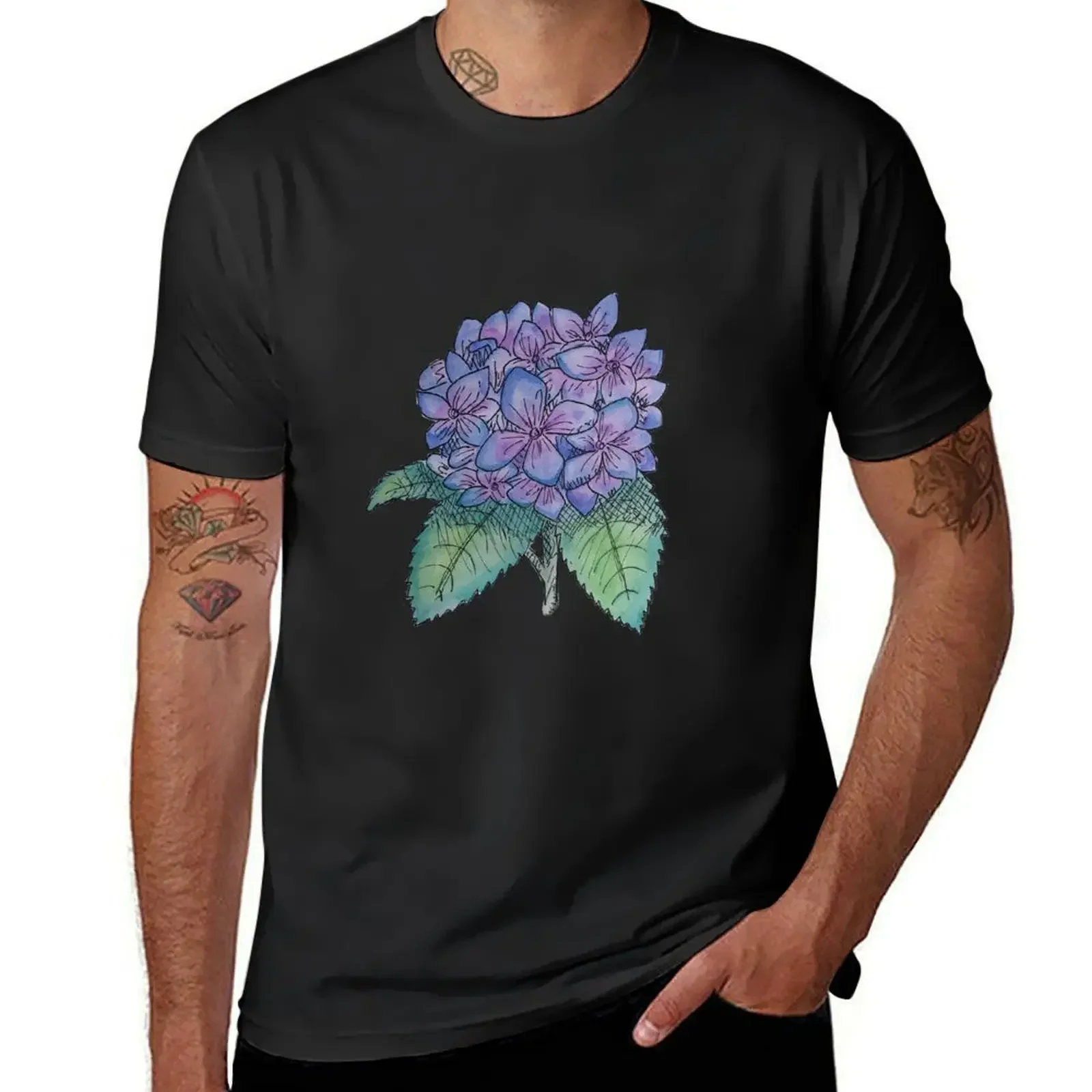 Hydrangea Watercolor T-Shirt shirts graphic customs design your own men workout shirt