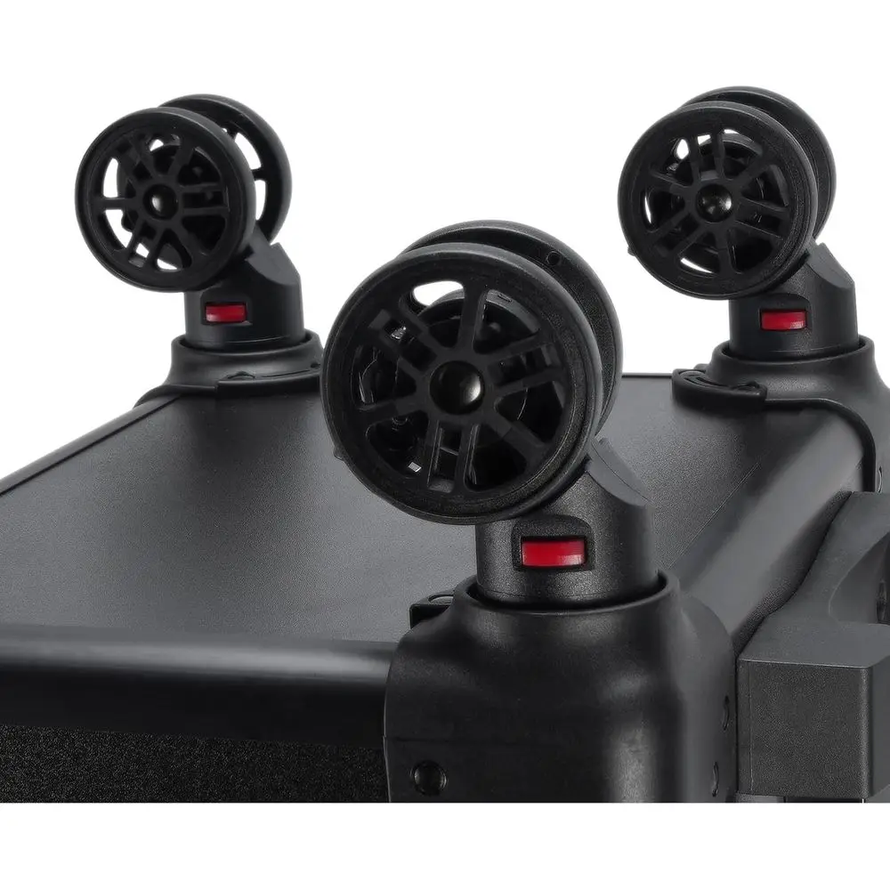 حقيبة تدريب مكياج 4 في 1 مع مرآة LED بثلاثة ألوان، منظم عربة دوارة لمحترفين التجميل، أسود