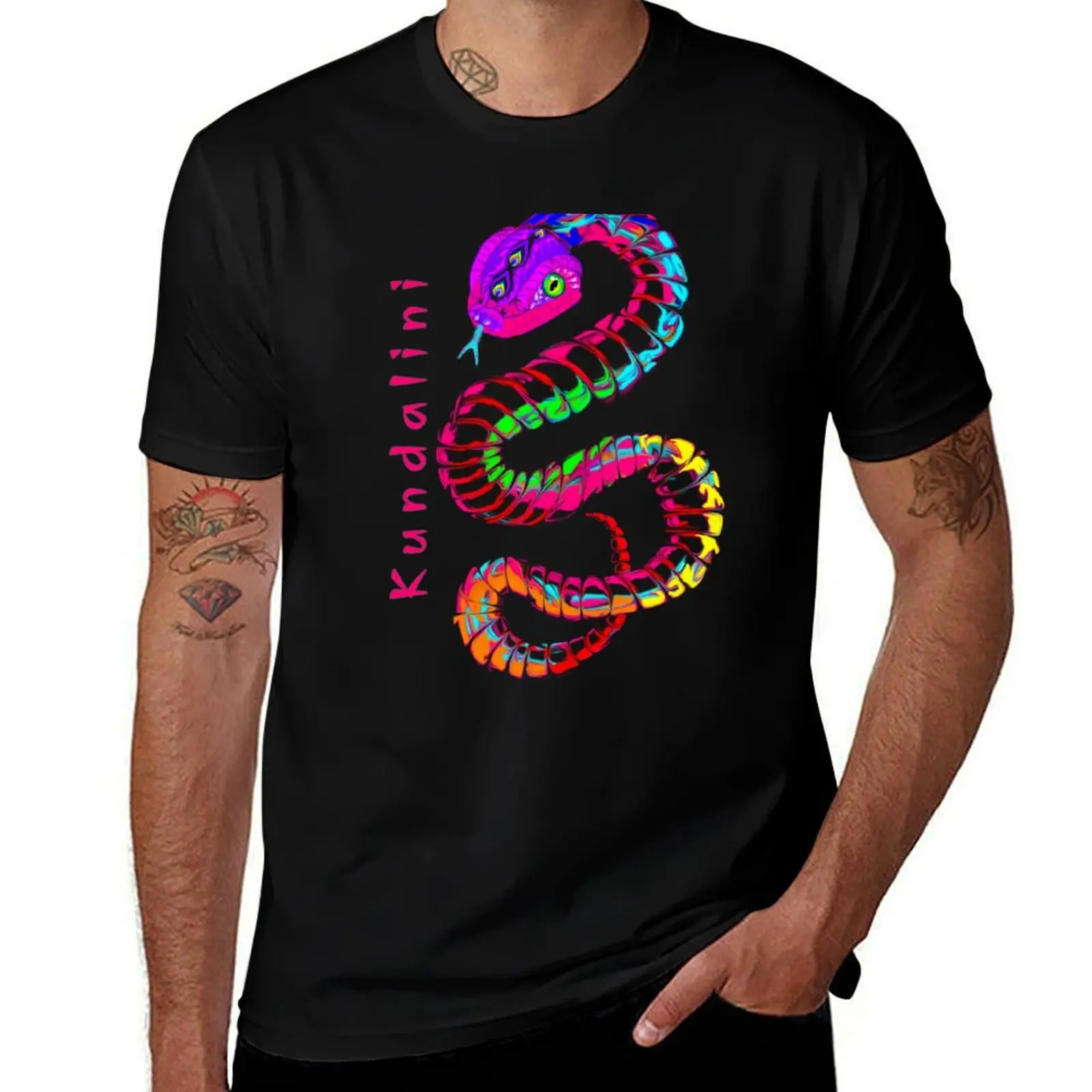 Snake kundalini Colour Abstract T-Shirt Summer Holiday Casual Tee T-Shirt