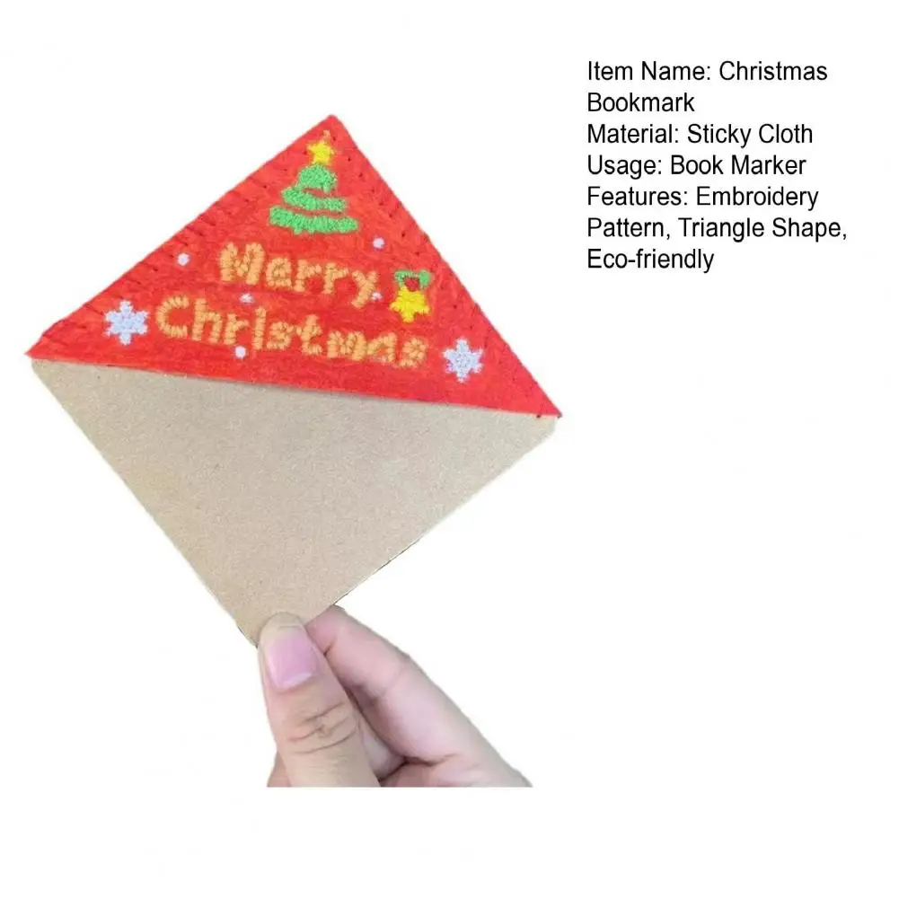 Marcapáginas de esquina triangular, marcador de Navidad para localizar el progreso de lectura, patrón de bordado, marcador de paginación de libros, regalo de Navidad