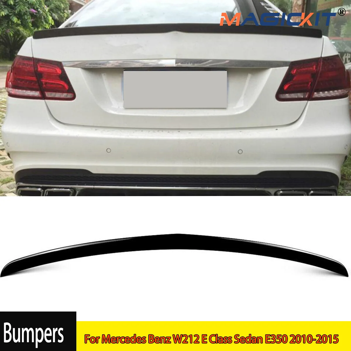 MagicKit Painted Black Trunk Spoiler For Mercedes Benz W212 E Class Sedan E350 2010-2015