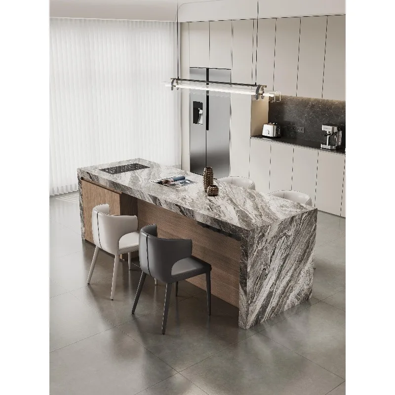 Italian Light Luxury High End Rock Slab Flush Island Table Integrated 2025 New Nakajima Cooking Table Separate Island