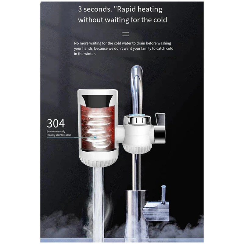 Easy Installation Fast Heating Mixing Faucet Instant Electric Water Heater Faucet Heater With Digital Display EU-Plug Durable