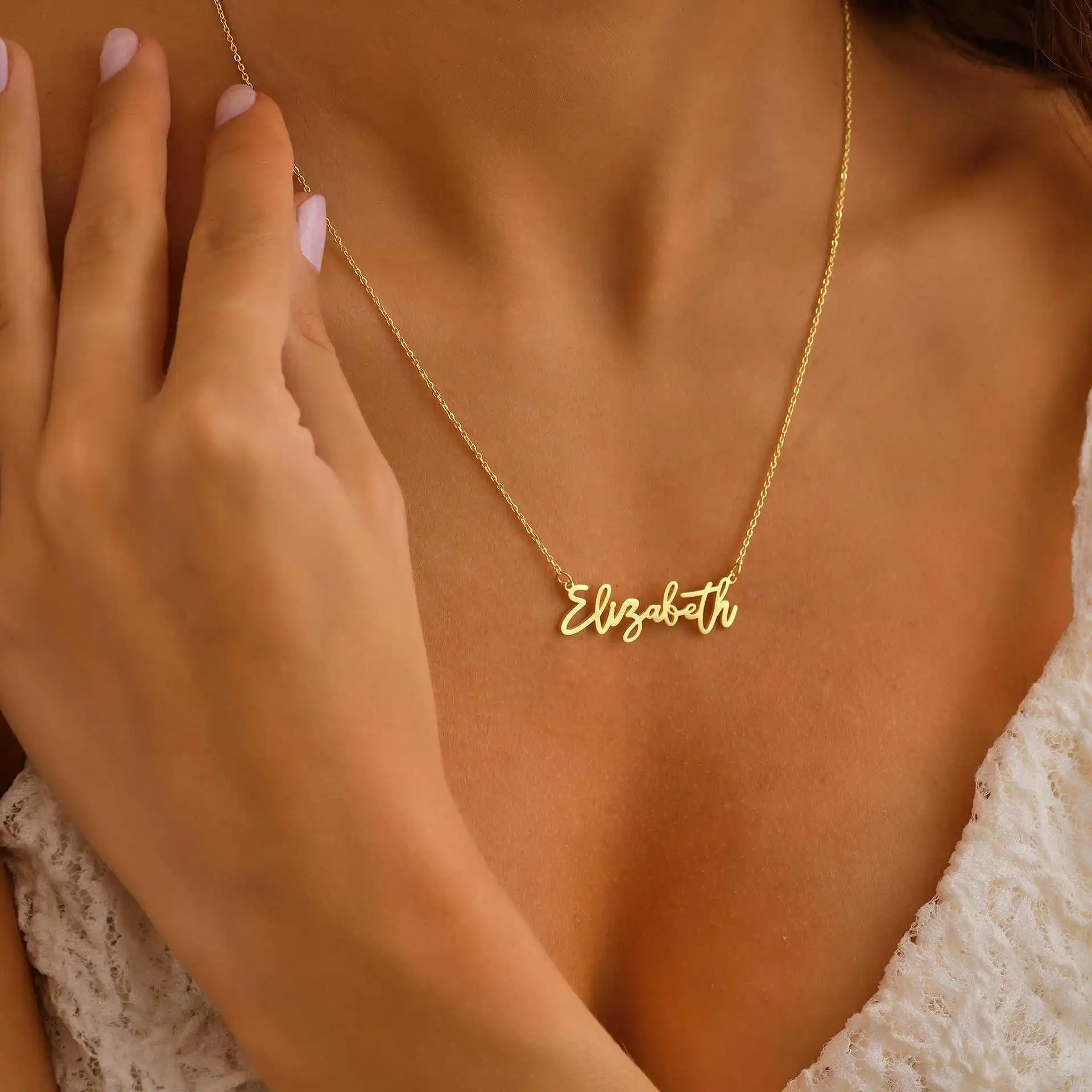 

Personalized Women Custom Name English Letter Necklaces Stainless Steel Jewelry Gold Chains Choker Pendant Gifts Dropshipping