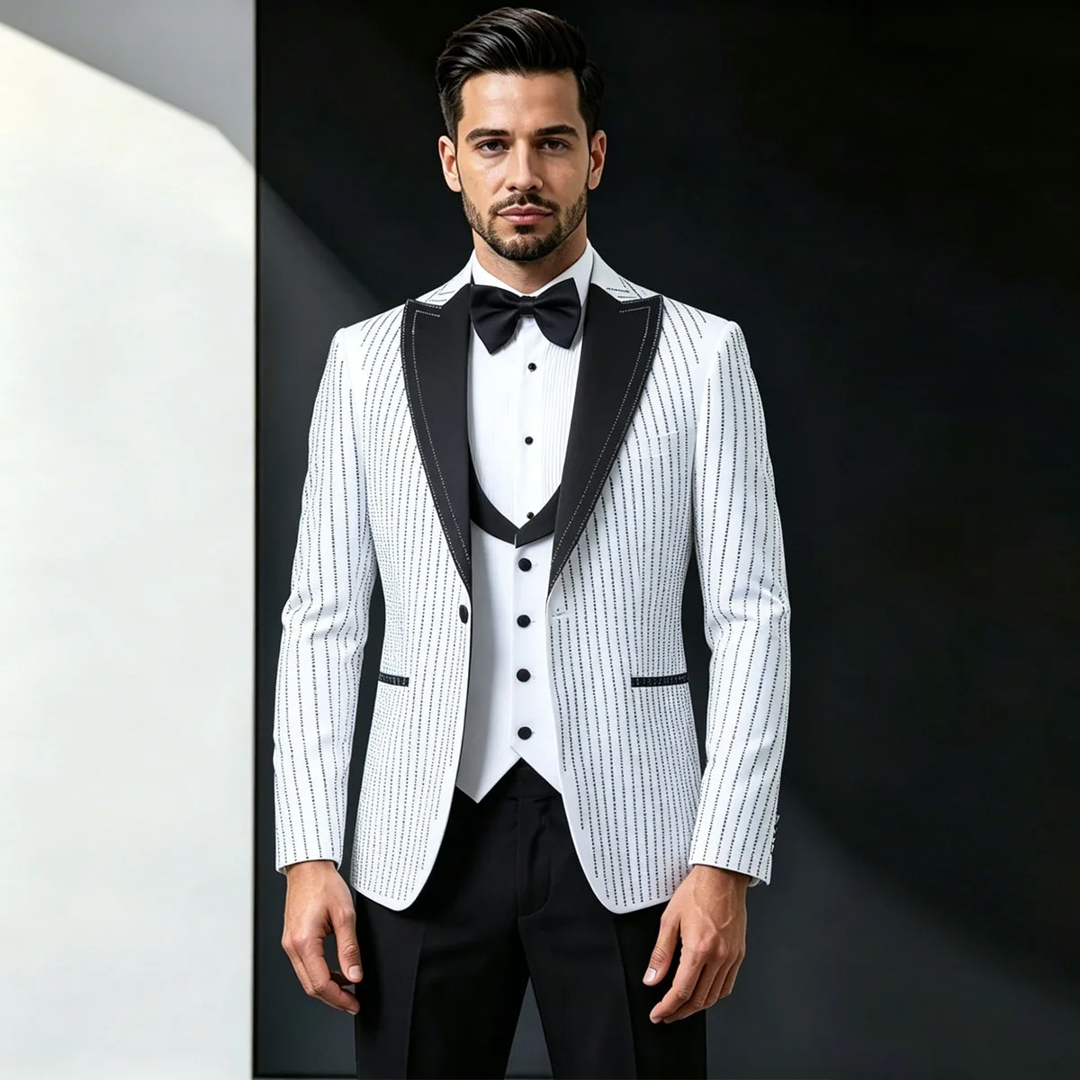 

Customized Luxury Men Suits Ropa Hombre Peaked Lapel Groom Tuxedos Double-Breasted 2 Pieces Sets Male Party Prom Blazer