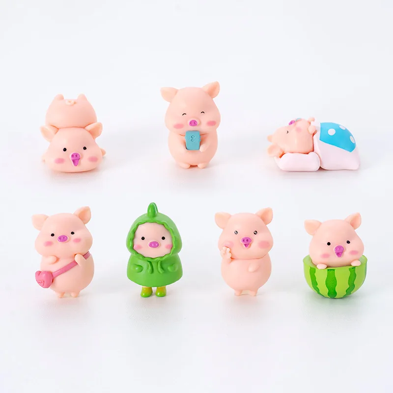 أنيمي الخنزير البري خنزير نموذج مزرعة الحيوان خنزير الأسرة مجموعة التماثيل عمل الشكل ألعاب تعليمية للسيارة ديكور المنزل