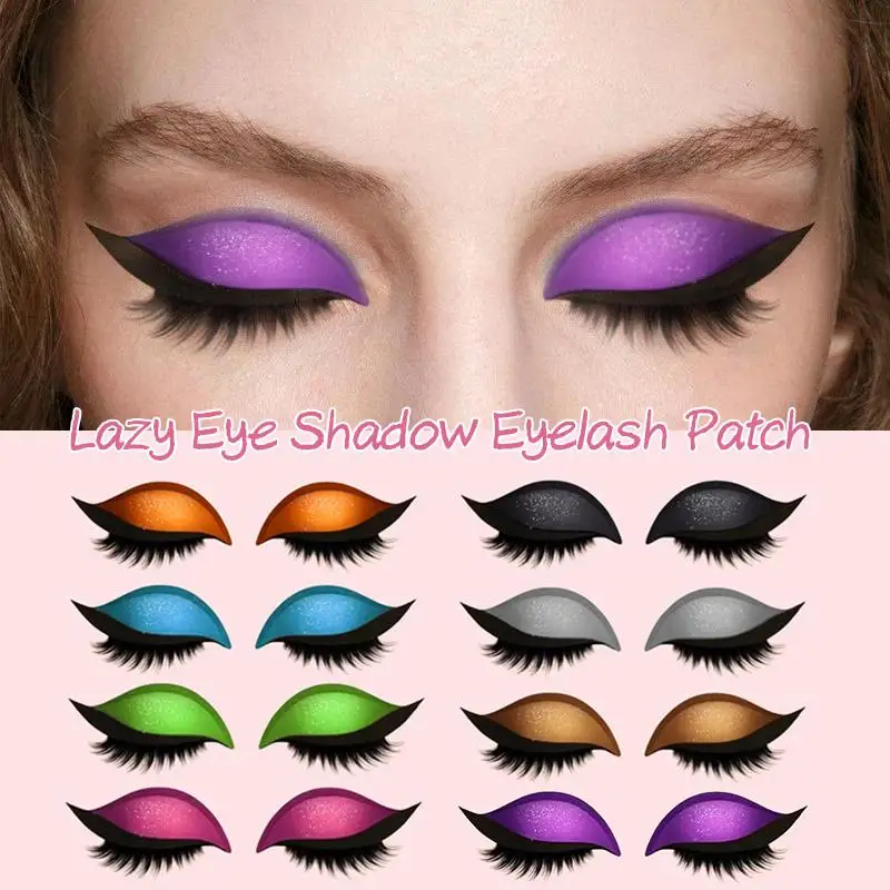 สีสันขี้เกียจขนตาสติกเกอร์,Reusable Lazy Eye Shadow Eyelash Patch,กันน้ําSelfกาวสติกเกอร์แต่งหน้าขนตาปลอม