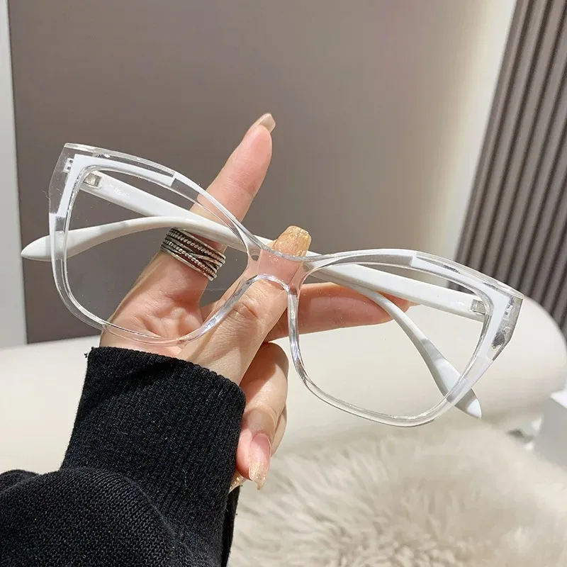 New Fashion Women Eyeglasses Optical Spectacle Blue Light Blocking Glasses Cat Eyes Transparent Lady Fashion Eyewea Flat Glasses