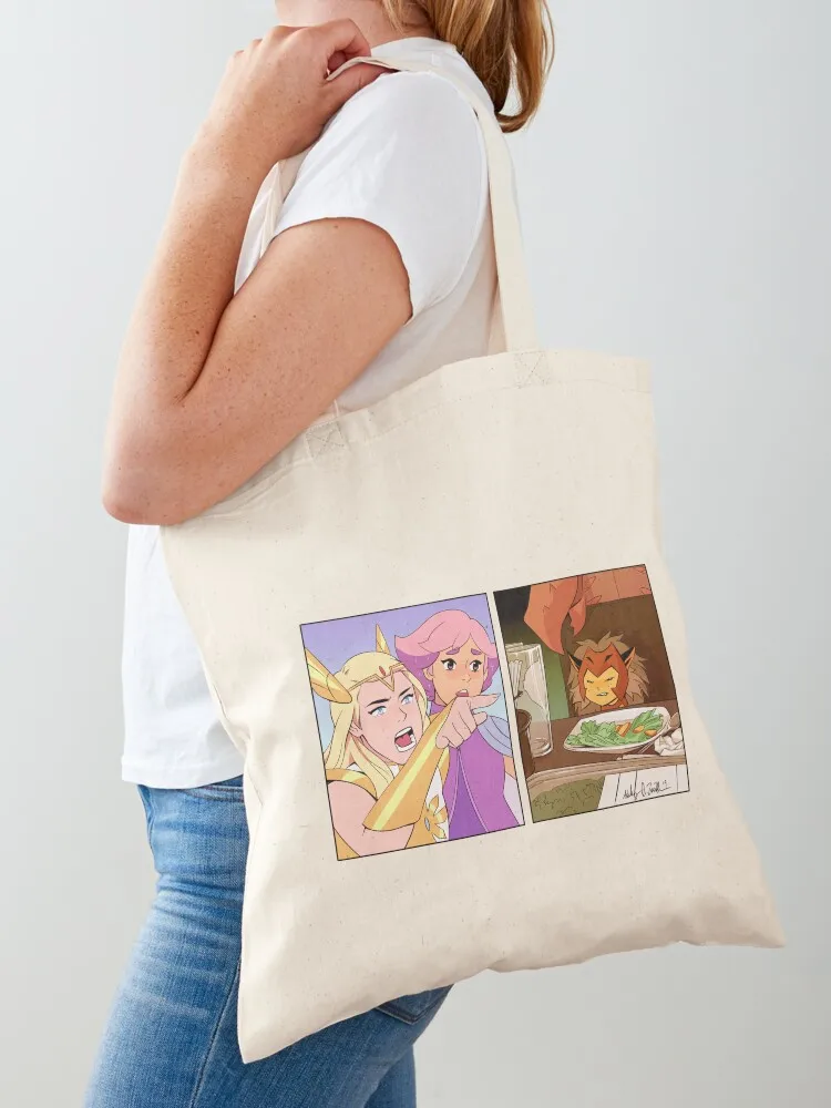 

She-Ra Yelling At Catra Meme Tote Bag female bag shoping bag shopper bags eco folding