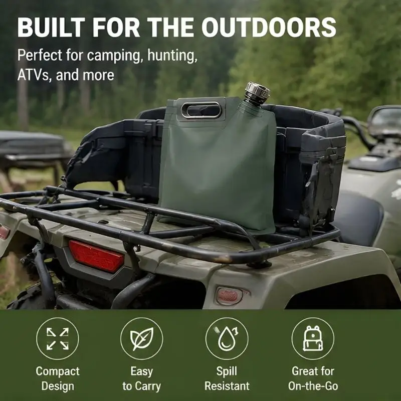 Fold Flat Storage Bag with Carry Handle, Soft Material Container with Screw Cap Opening for Garage and Trunk Storage