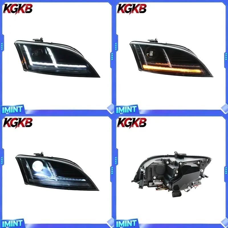 KGKB LED Headlight Assembly for TT RS 8J Mk2 2006-2013 Dual Beam Projector New Style Upgrade Seq Turn Signal Plug & Play