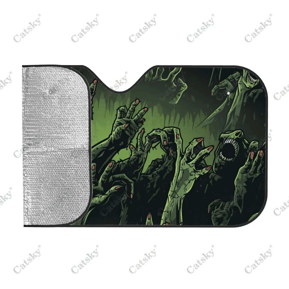 Zombie Hands Rising Car Windshield Sunshade, Front Auto Car Windshield Sun Shade Blocks Uv Rays Sun Visor Protector