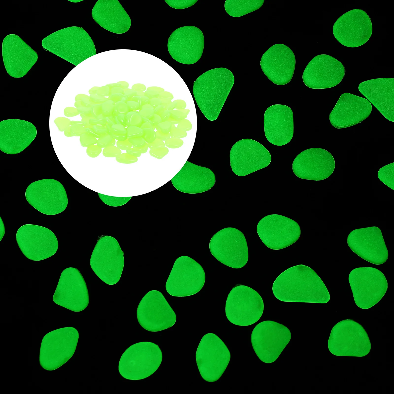 

300Pcs Aquarium Luminous Resin Pebbles Durable Fish Tank Stone Decor Freshwater Aquarium Landscaping Glowing Decorative Stones