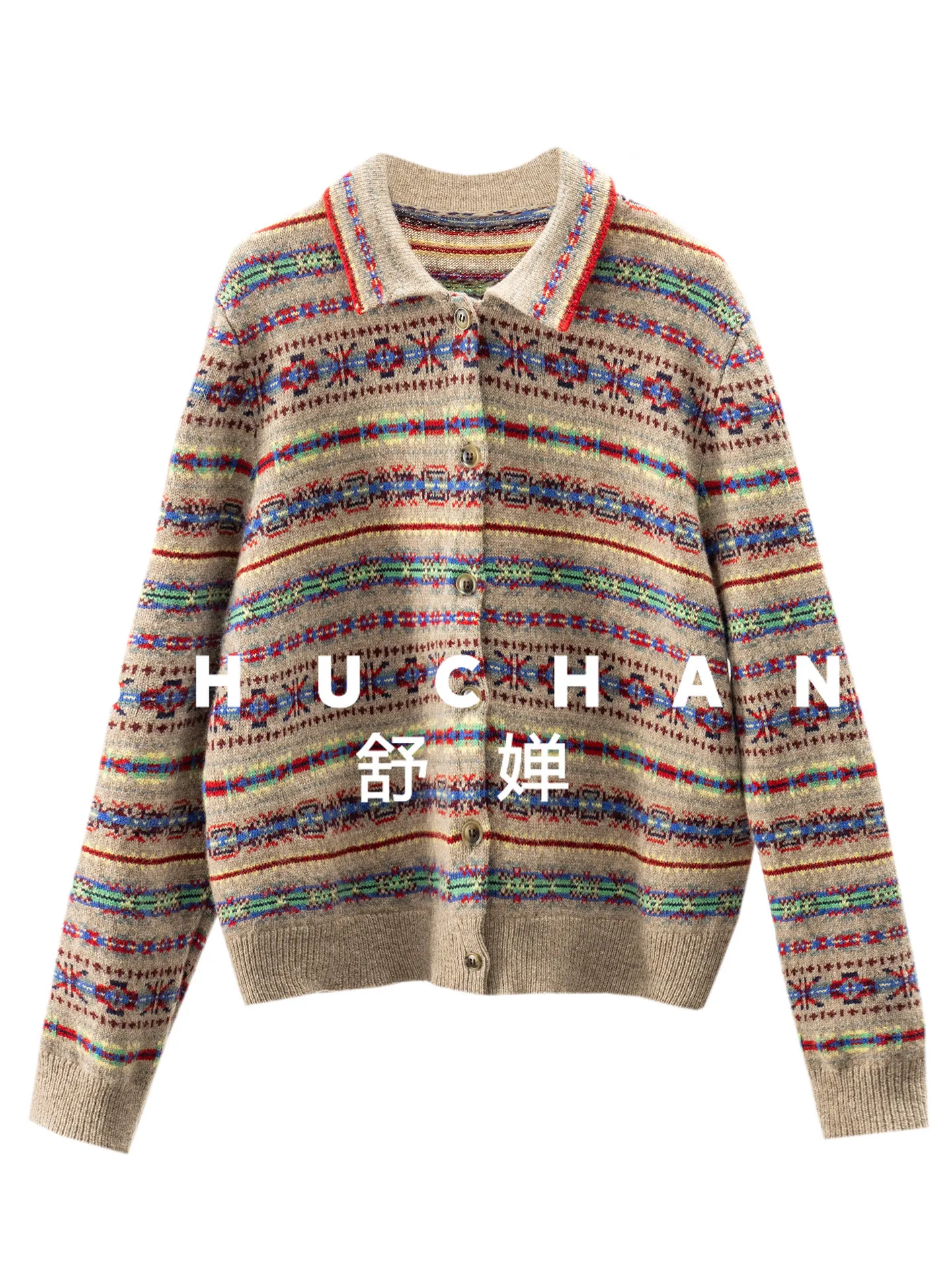 

Nordic Covenant Faier Island Jacquard 100 Wool Crew Neck Sweater Cardigan Women's 61I0 Long Sleeve Top