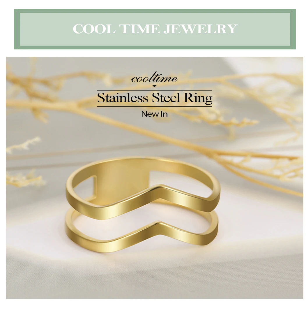 COOLTIME Einfacher modischer Wellenring aus Edelstahl, geometrisch, Party-Fingerringe, Schmuck, Geburtstagsgeschenk für Frauen – Detail 1