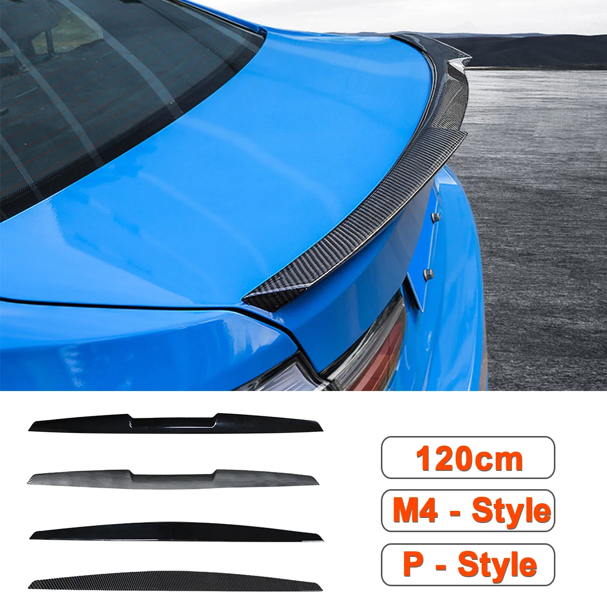 1.2M M3/M4/P Style Universal Car Racing Rear Trunk Tail Spoilers Wing Air Deflector Spoiler Decoration Car Modified Accessories