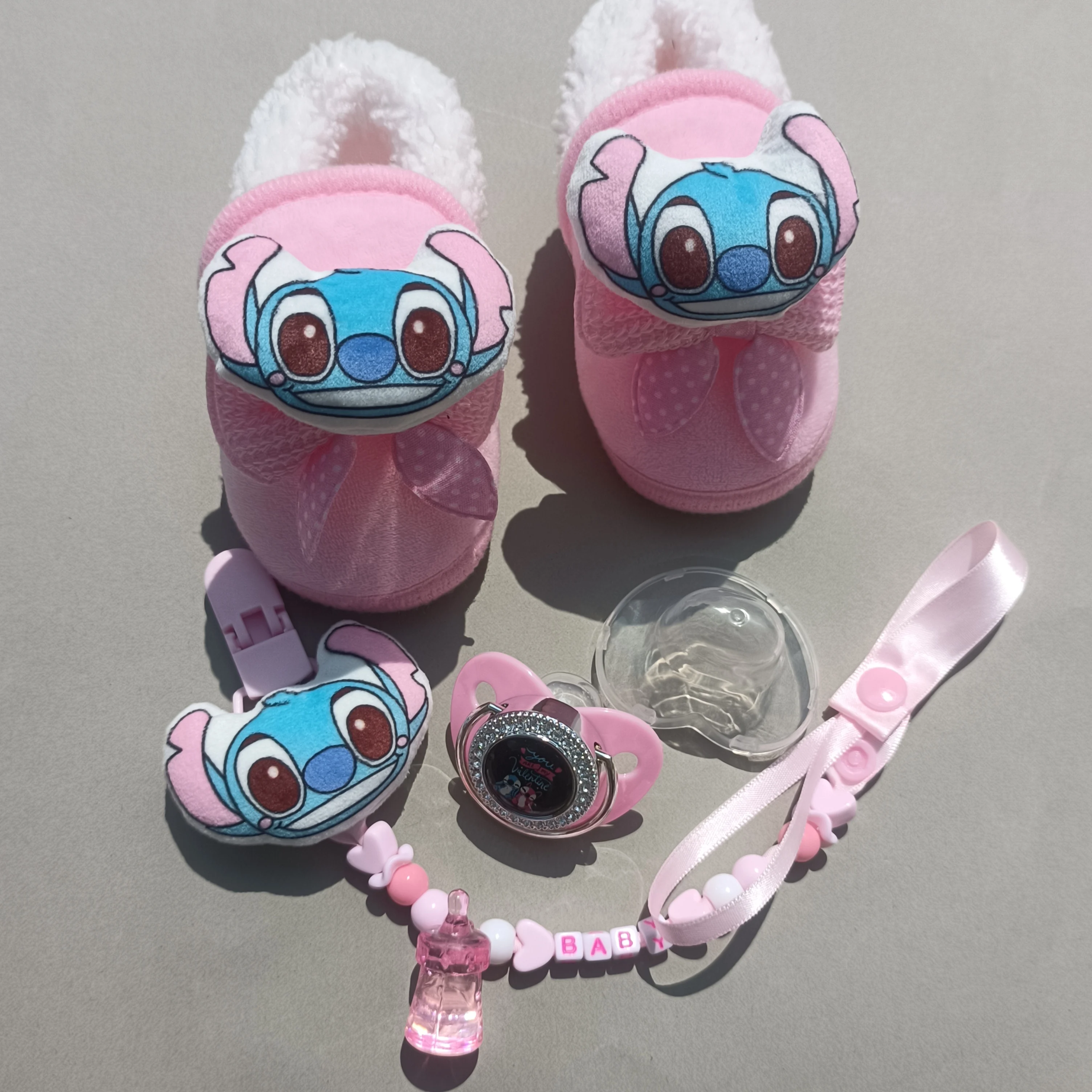 Disney Newborn Baby Stitch Add Cotton in Autumn and Winter Shose Newborn Baby Socks Toddler Boots and Pacifiers Leashes & Cases