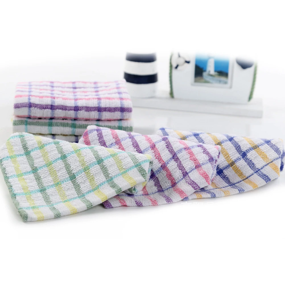 

Kitchen Cleaning Cloths Absorbent Dish Towels Non stick Lint free Plaid Cotton Yarn Rag Glass Wipe Dry Quickly Machine Washable