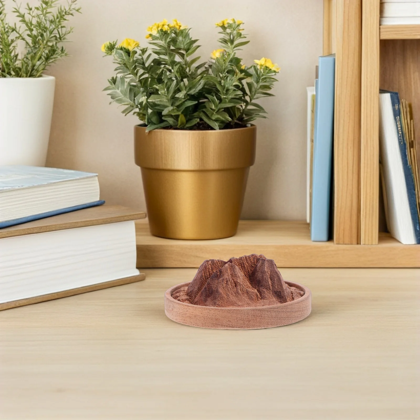 

Wooden Ornament Mountain Shape Natural Solid Essential Oil Compact Home Office Bedroom Aromatherapy Room Scent Fragrance Mini