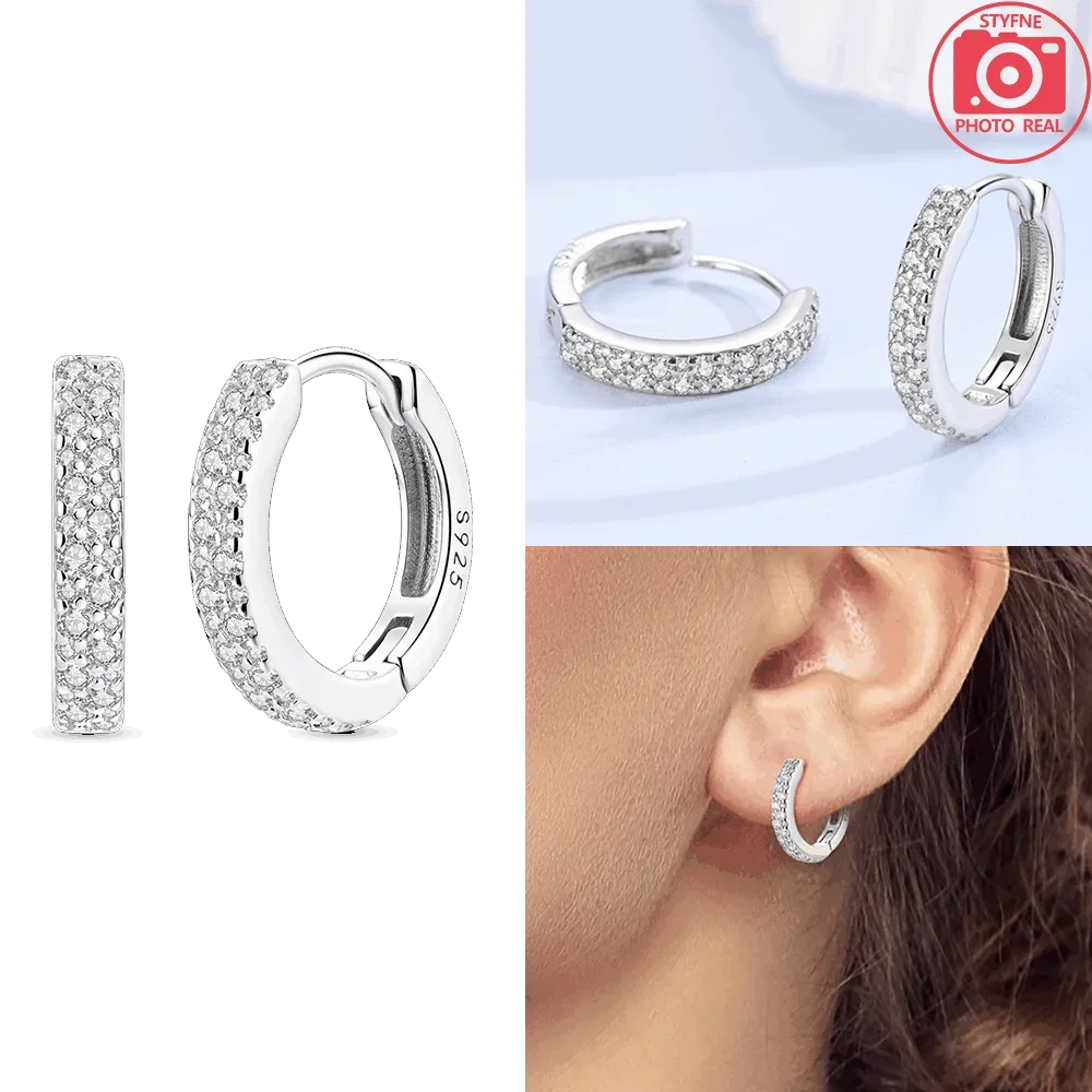 هندسية خط أقراط مرصعة بحجر الزركون إنفينيتي رمز القلب تصميم المرأة شحمة الأذن 925 قرط فضي النساء هدية عيد الحب مجوهرات #4