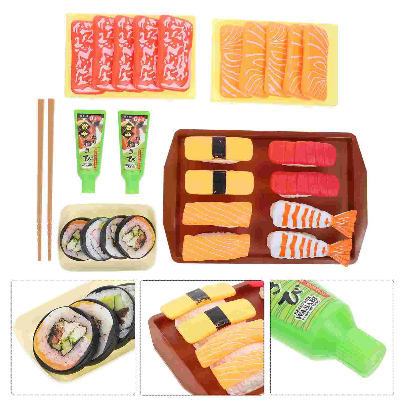 

37 Pcs Japanese Sushi Sashimi Education Playthings Simulation Toy Models Pretend Food Toys Children’s Plastic House