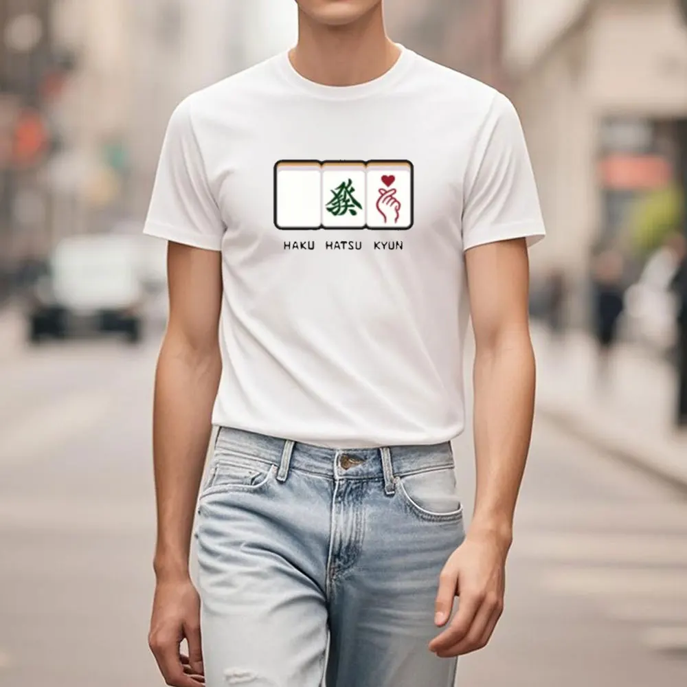 

Японская футболка Kanji Mahjong, японская футболка для энтузиастов маджонга, мужские футболки для мужчин и женщин, универсальная летняя футболка с круглым вырезом и коротким рукавом