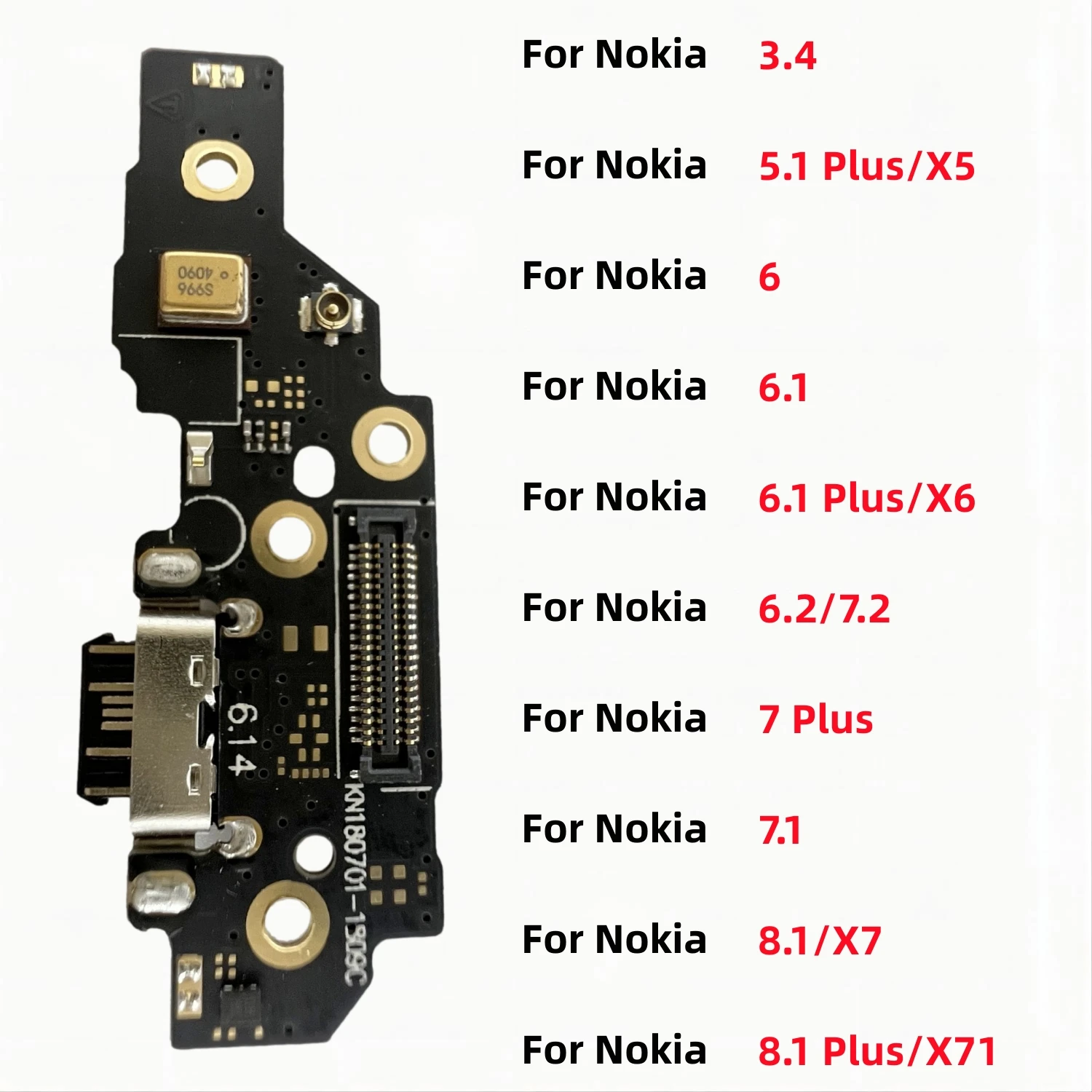 

USB Charger Dock Connector Board Charging Port Flex Cable For Nokia 3.4 6 6.1 6.2 7.2 7.1 8.1 X7 5.1 6.1 7 8.1 Plus X5 X6 X71
