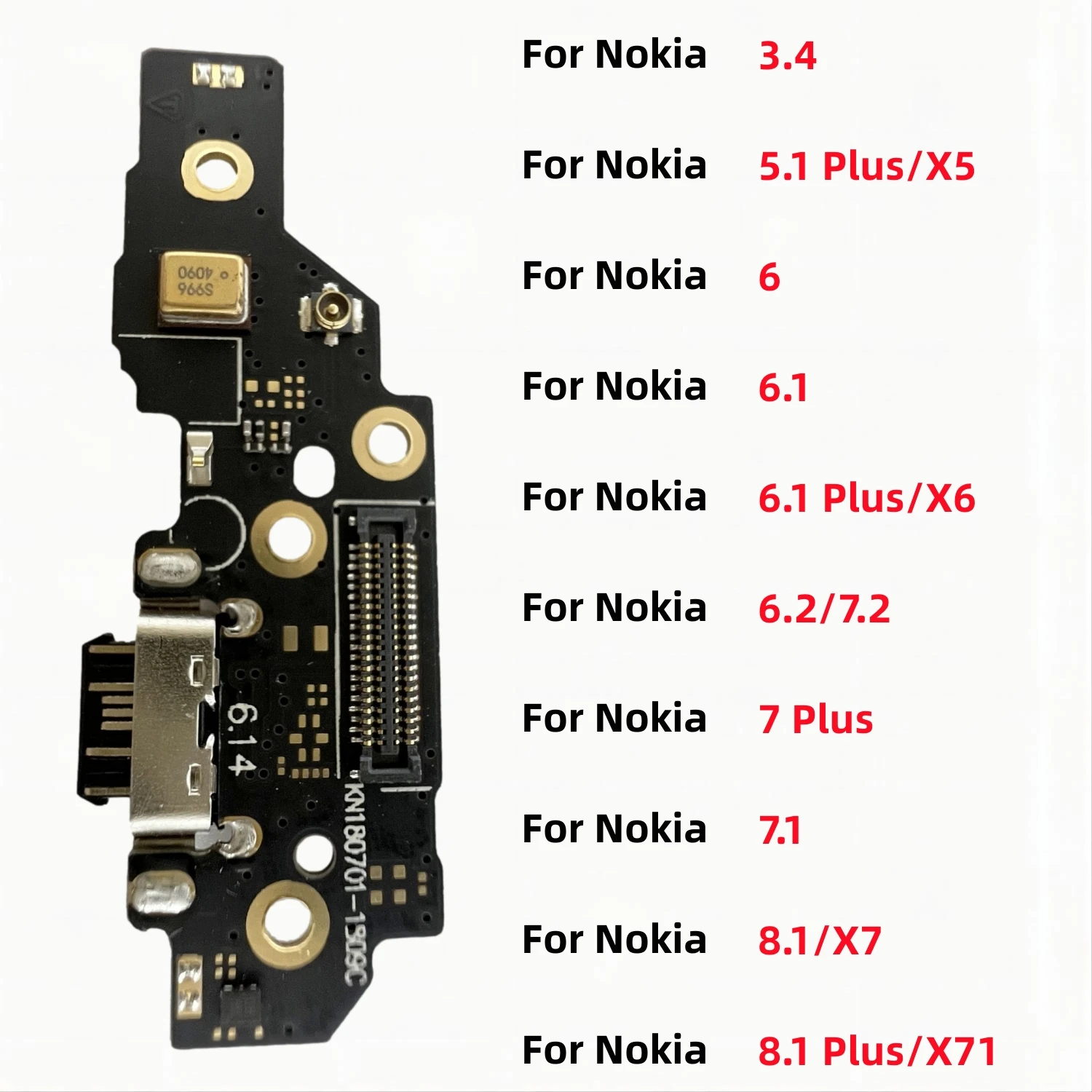 USB Charger Dock Connector Board Charging Port Flex Cable For Nokia 3.4 6 6.1 6.2 7.2 7.1 8.1 X7 5.1 6.1 7 8.1 Plus X5 X6 X71