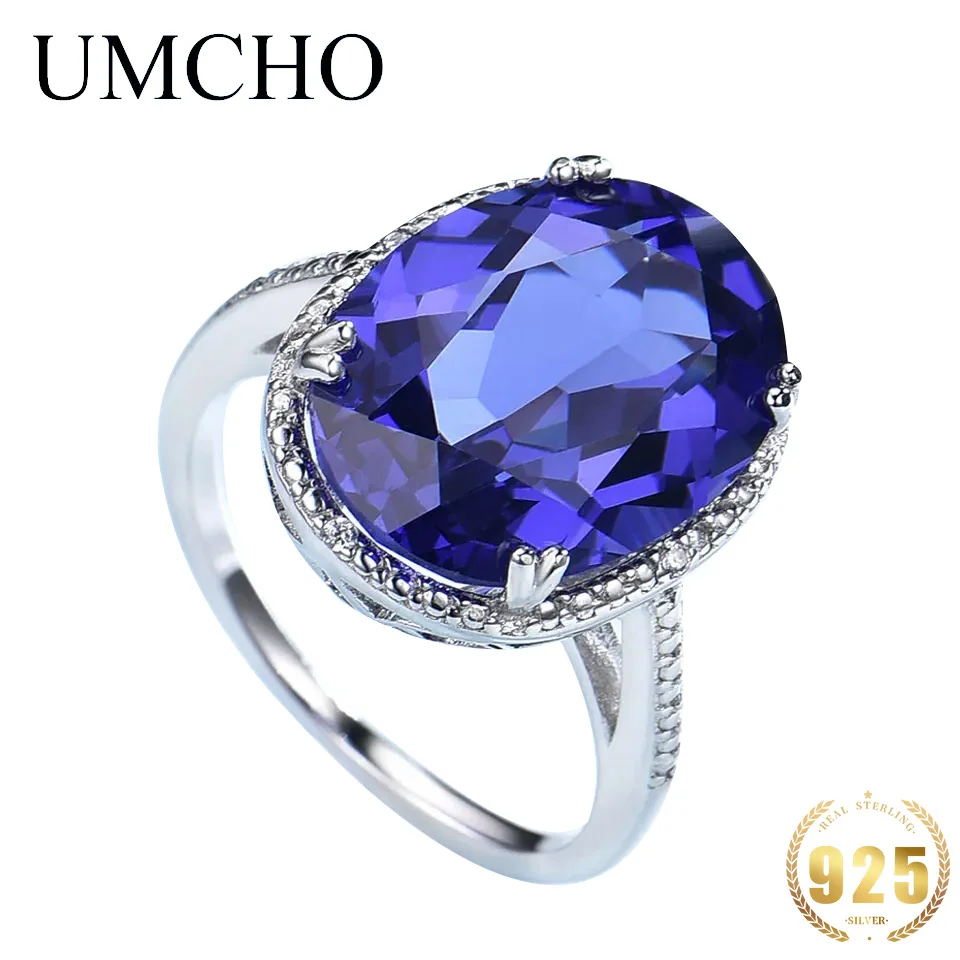 UMCHO 925 silver original women's ring atacado With Oval Shaped Gemstones Wedding Birthday Gift  Fashion Jewerly