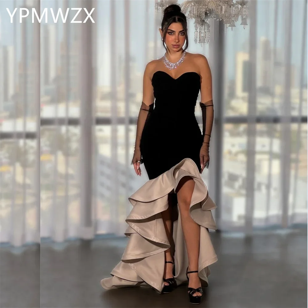 

Customized Prom Gown Formal Women Party Occasion YPMWZX Strapless Mermaid Floor Length Layered Bespoke Dre