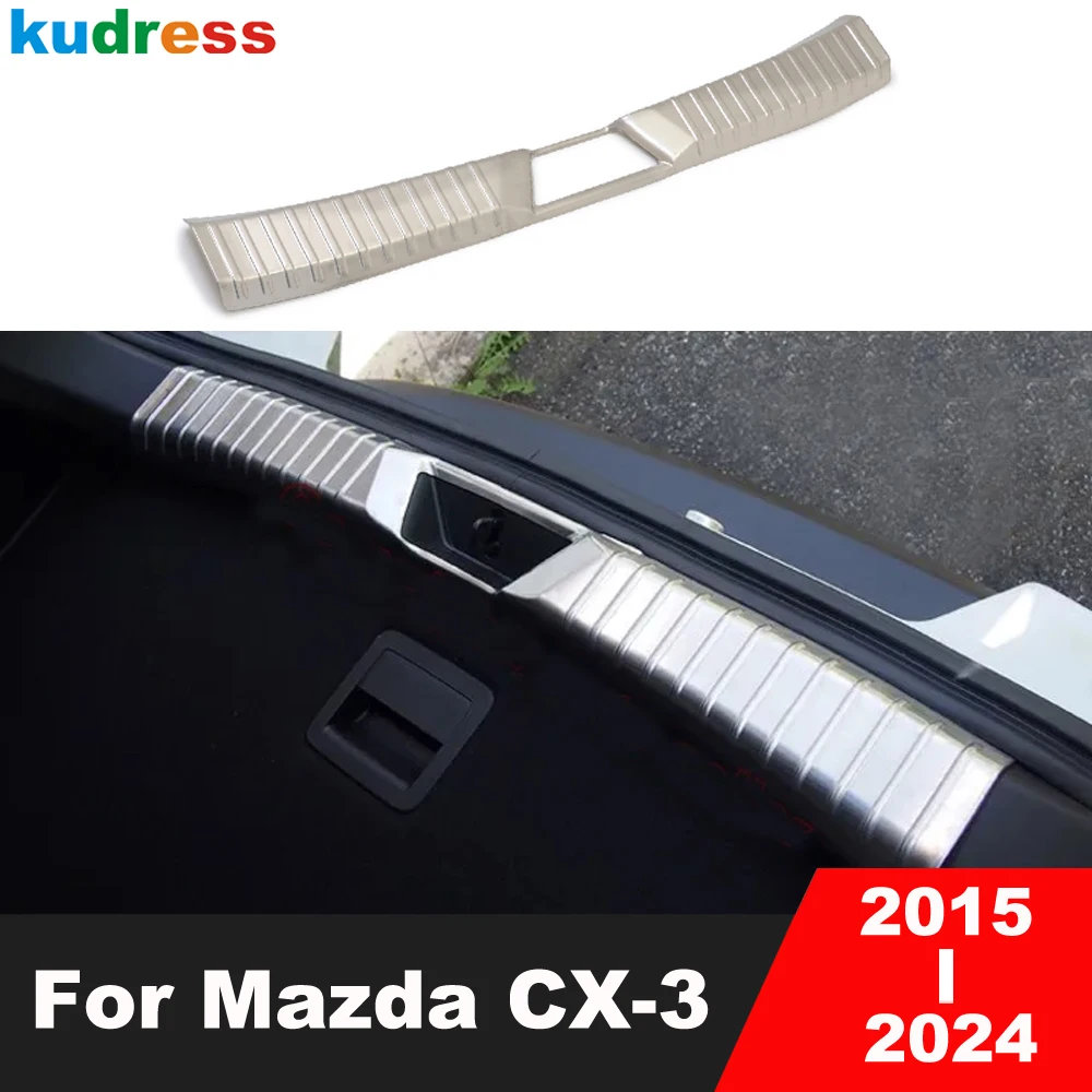 

Rear Trunk Bumper Cover Trim For Mazda CX-3 CX3 2015-2020 2021 2022 2023 2024 Steel Car Tailgate Door Sill Plate Accessories