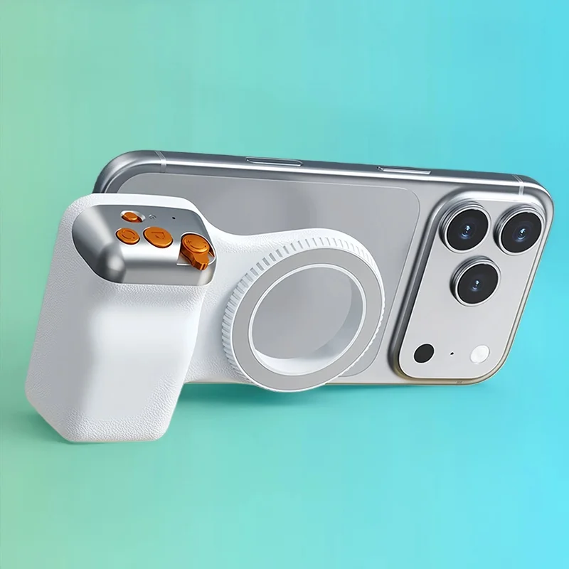 Gatilho magnético estilo DSLR atualizado para smartphones e celulares Android, com botão de disparo sem fio destacável.