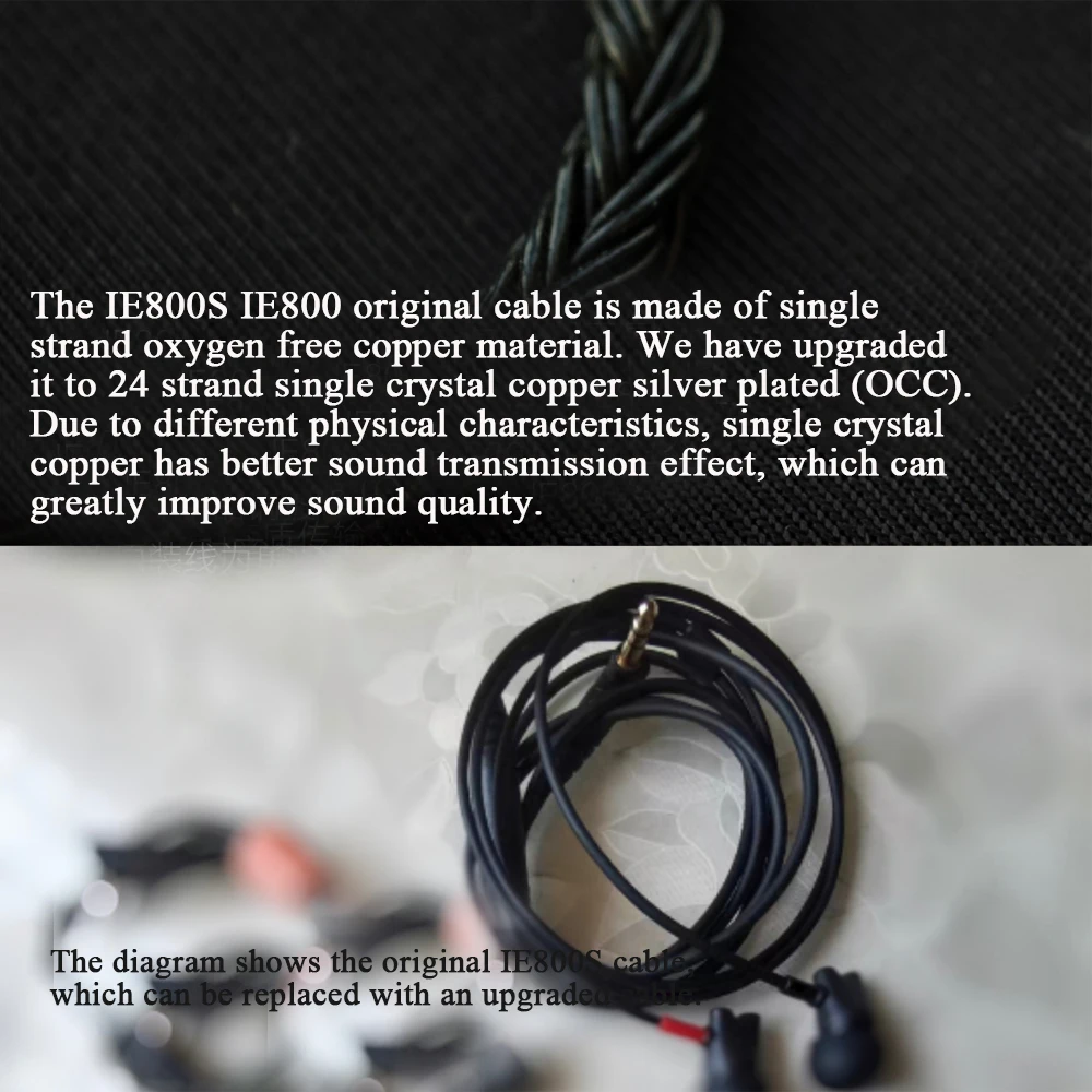 IE800S IE800 Cable 3.5mm 2.5mm 4.4mm Balance 24 Core Silver Plated OCC Earphone Cable Sennheiser