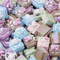New style 40pcs/lot 20mm color print square shape cartoon cookie beads diy jewerly garment/pen accessory