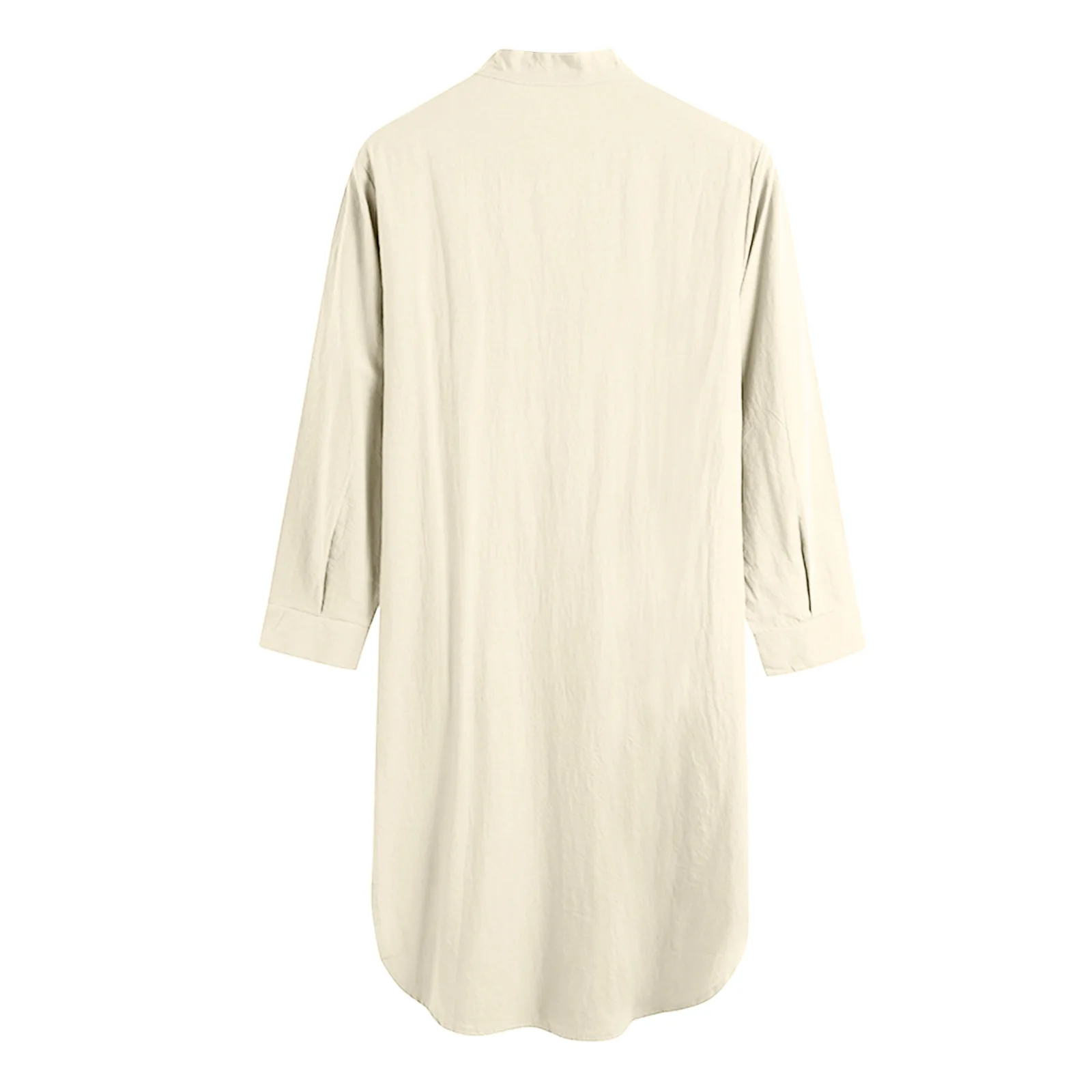 Männer Button-down Schlaf Roben Einfarbig Stehkragen Langarm Nachthemd Mode Komfortable Hause Tragen Lose Bademäntel m-3XL – Detail 28