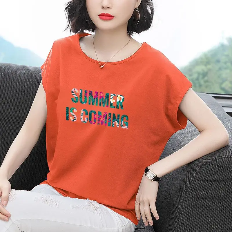 

Fashion O-Neck Printed Color Letter Batwing Sleeve T-Shirts Women Clothing Summer New Loose All-match Tops Casual Tee Shirt