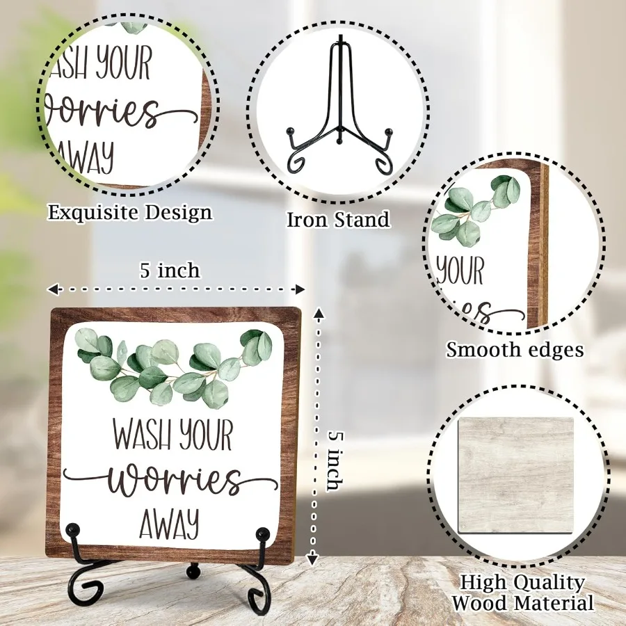 5 لوحة خشبية للحمام غسل تقلقك بعيدا علامة مضحك الحمام غرفة الغسيل مكتب ديكور مرحاض ضيف الحمام الديكور