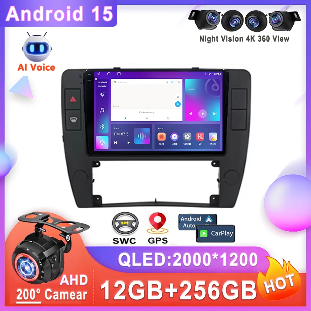

Android 15 For Volkswagen Passat B5 2000 - 2005 Car Head Unit Auto Radio Multimedia Player Touch Screen Navigation Dash Cam GPS