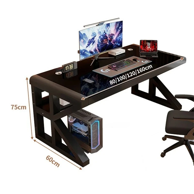 Modern Desktop Computer Table Home Bedroom Student Study Table Writing Desk Tempered Glass Workbench Desk Simple Gaming Table