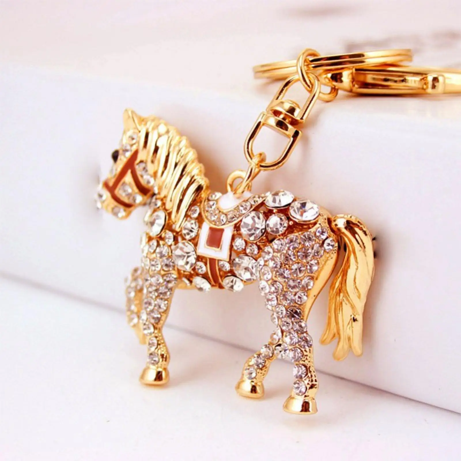 Horse Rhinestone Keychain, Bag Pendant, Creative Alloy Accessories Keyring