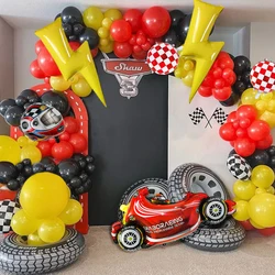 Racing theme party balloon set, plaid, red, yellow and black balloon arch, suitable for racing birthday parties, car parties